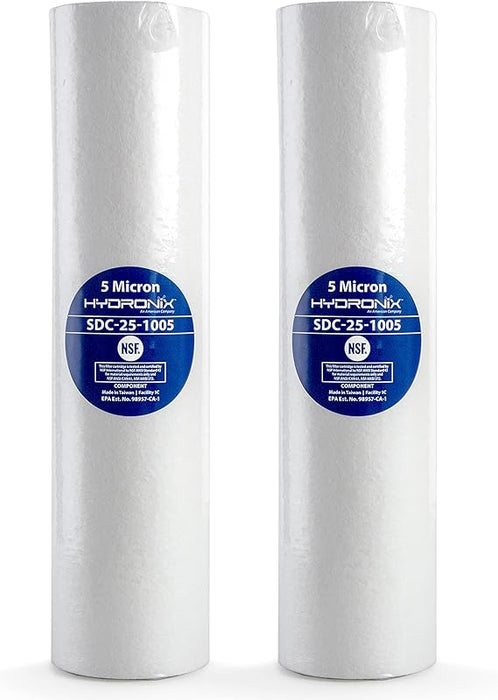 Hydronix SDC-25-1005 Whole House RO Reverse Osmosis Sediment Water Filter Cartridge 2.5" x 10" - 5 micron (2 Pack)