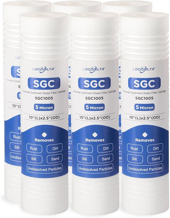 Hydronix HX-SGC-25-1005/3 Sediment Grooved Water Filter Cartridge 2.5" x 10" 5 micron - Replaces AP110-3 Pack, White