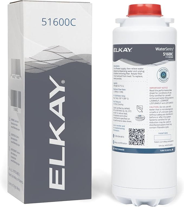 Elkay WaterSentry 51600C Lead + Microplastics NSF/ANSI Certified High-Capacity Filter (Enhanced Bottle Fillers)