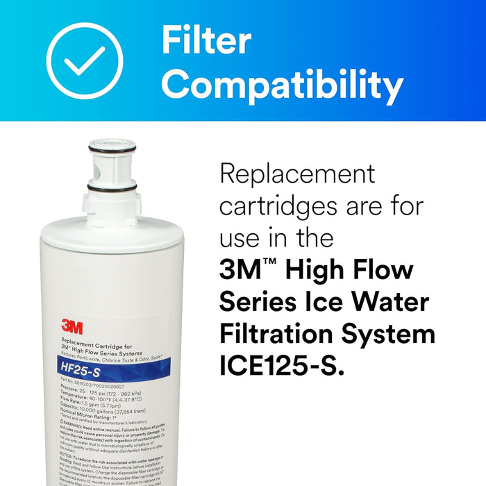 3M HF25-S Water Filter Cartridge - Replacement for ICE125-S System (5615203)