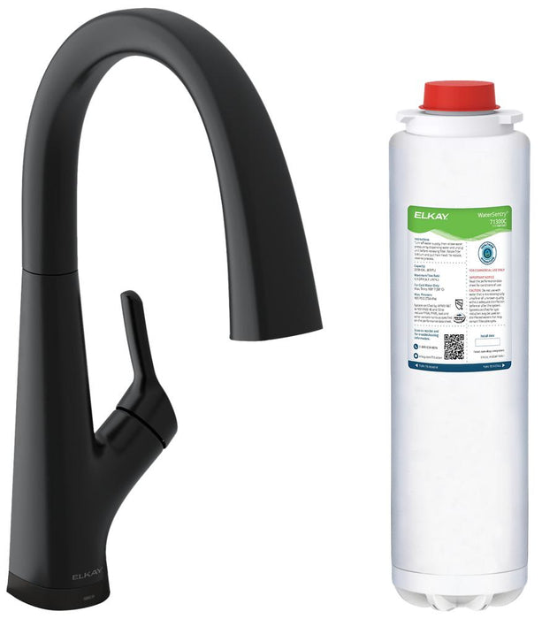 Elkay LKAV7051F Avado® Single Hole 2-in-1 Kitchen Faucet with Filtered Drinking Water (Matte Black)