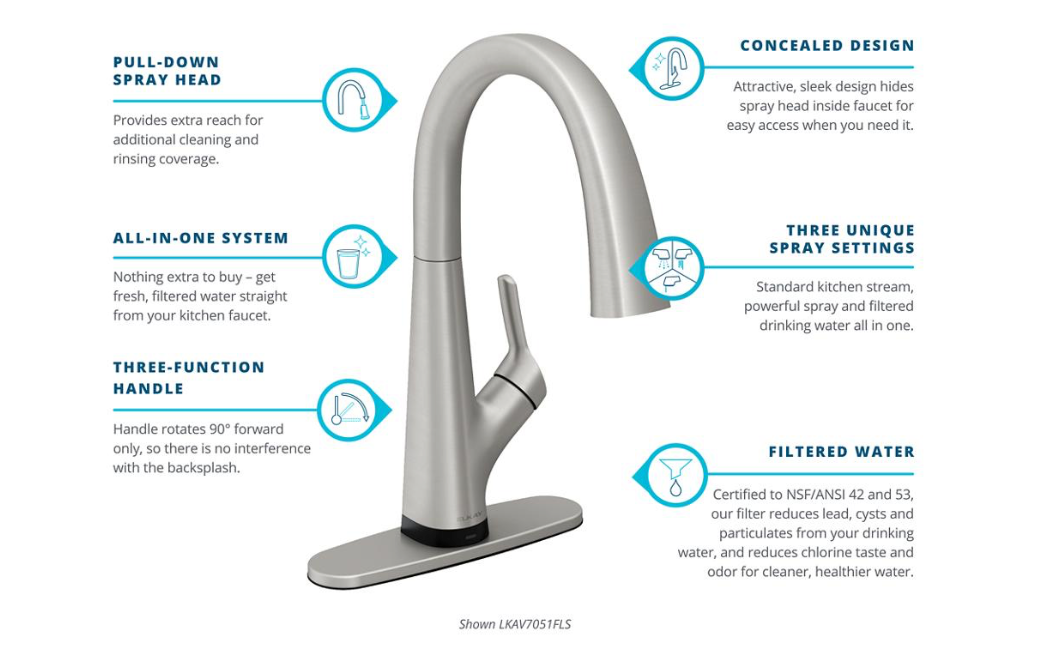 Elkay LKAV7051 Avado Single Hole 2-in-1 Kitchen Faucet with Filtered Drinking Water (Chrome)